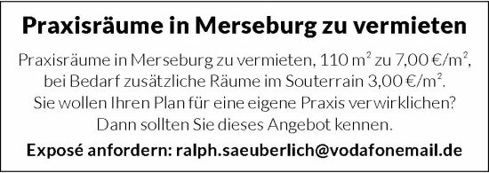 Anzeige: Hausarztpraxis in Magdeburg zur Übernahme gesucht, ohne Zusatzqualifikationen, familienfreundlich, Kontakt per E-Mail.