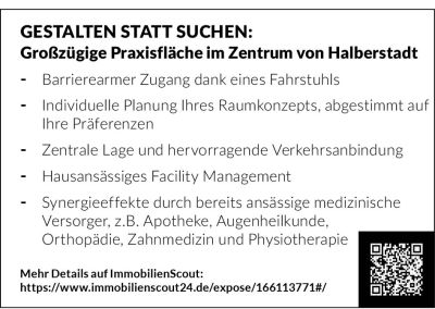 Anzeige zur Abgabe einer etablierten HNO-Praxis in Merseburg mit Hinweis auf KV-Ausschreibung und Kontaktangabe