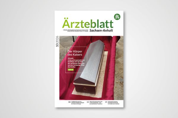 Titelblatt Ärzteblatt Sachsen-Anhalt 10/2026 mit Schwerpunkt "Der Körper des Kaisers"